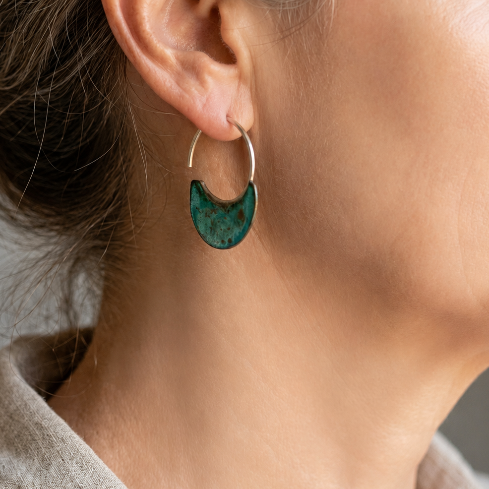 Vintage Worn Turquoise Earrings — image 2