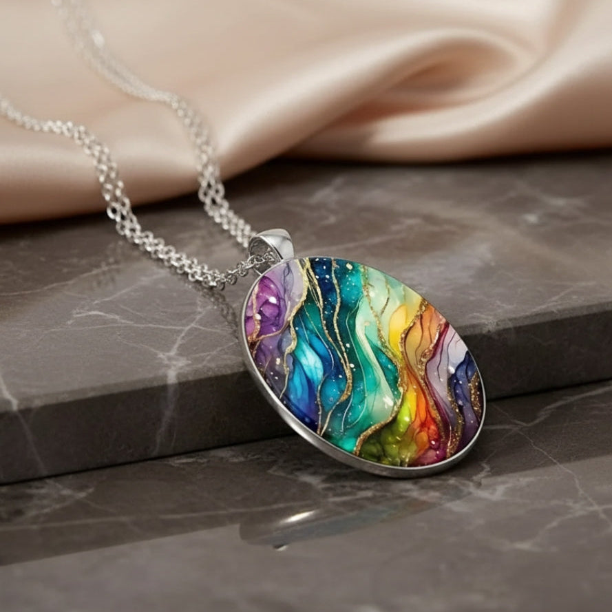 Colorful Round Stone Necklace — image 1