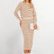 Osonn 2 Piece Skirts Sets For Women Fall Fashion Striped Sweater Dress Knit Lounge Travel Outfits Winter Clothing
