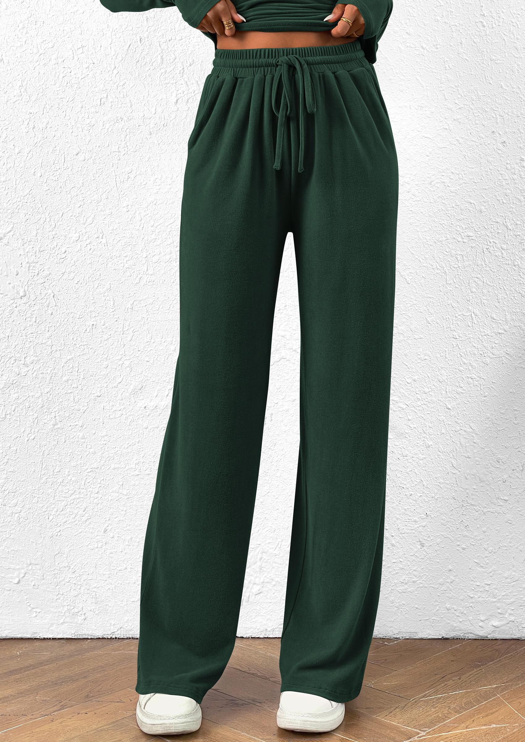 Osonn Women's 2 Piece Lounge Sets Asymmetrical Long Sleeve T Shirt Wide Leg Pants Casual Outfits Tracksuit