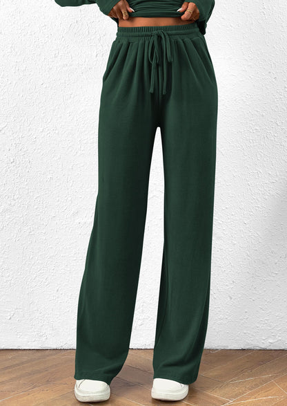Osonn Women's 2 Piece Lounge Sets Asymmetrical Long Sleeve T Shirt Wide Leg Pants Casual Outfits Tracksuit