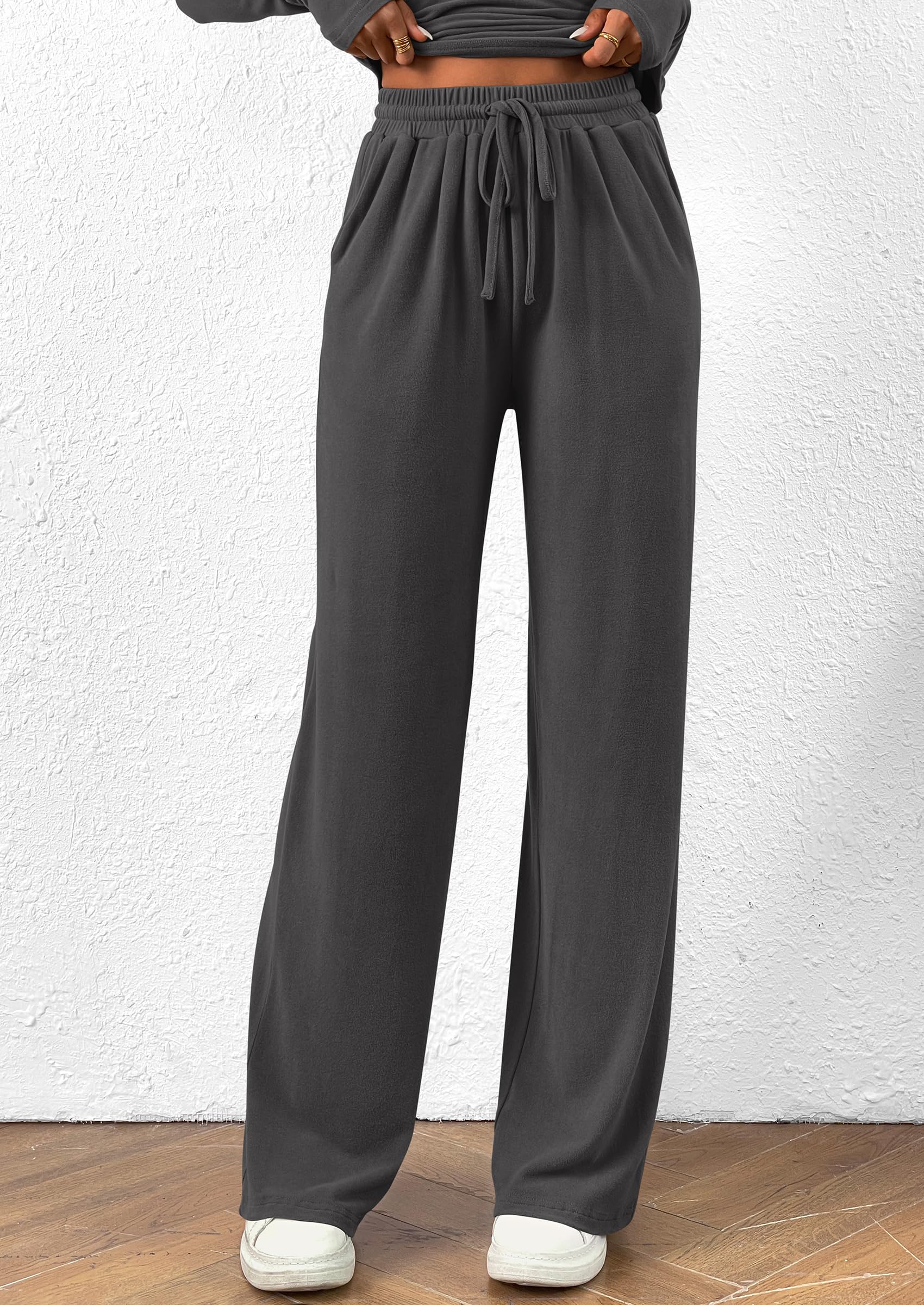 Osonn Women's 2 Piece Lounge Sets Asymmetrical Long Sleeve T Shirt Wide Leg Pants Casual Outfits Tracksuit