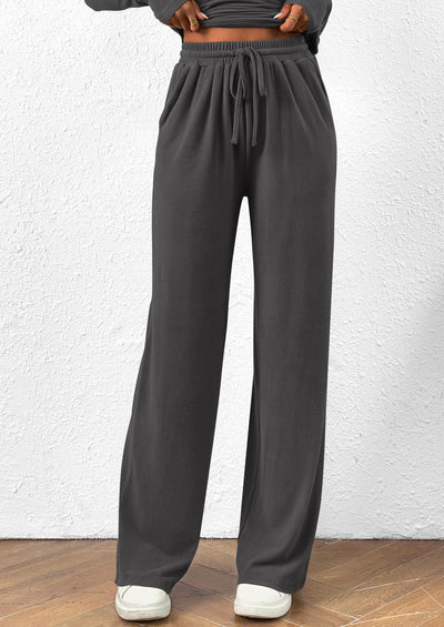 Osonn Women's 2 Piece Lounge Sets Asymmetrical Long Sleeve T Shirt Wide Leg Pants Casual Outfits Tracksuit
