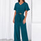 Osonn Women 2 Piece Summer Outfits Short Sleeve Strappy Top Wide Leg Pants Tracksuit Lounge Sets Beach Clothes