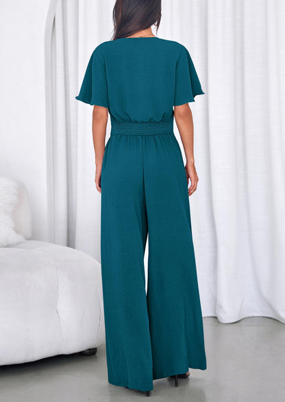 Osonn Women 2 Piece Summer Outfits Short Sleeve Strappy Top Wide Leg Pants Tracksuit Lounge Sets Beach Clothes