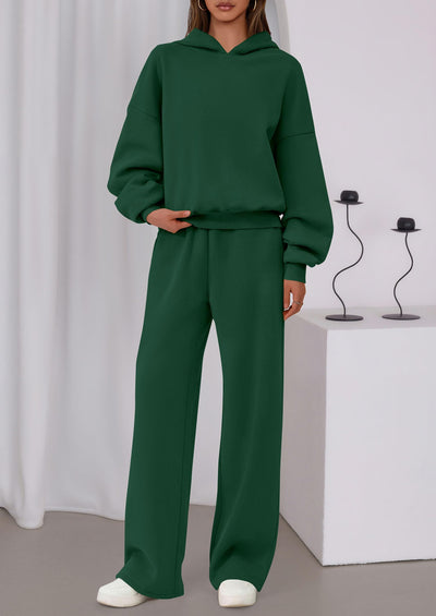 Osonn Womens Sweatsuits 2 Piece Set Casual Winter Long Sleeve Hoodie Loose Wide Leg Sweatpants Fall Tracksuit