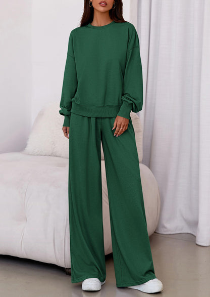 Osonn Womens 2 Piece Sets Long Sleeve Sweatshirt Wide Leg Pants Loose Matching Lounge Set Trendy Fall Outfits