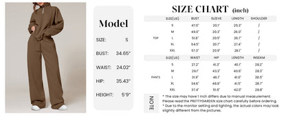 Osonn Womens Casual Two Piece Sets Fall Outfits Quarter Zip Sweatshirts Straight Leg Pants Sweatsuits Tracksuit