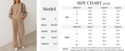 Osonn 2 Piece Sets For Women Fall Trendy Long Sleeve Sweatshirt Wide Leg Pants Loungewear Set Matching Sweatsuit