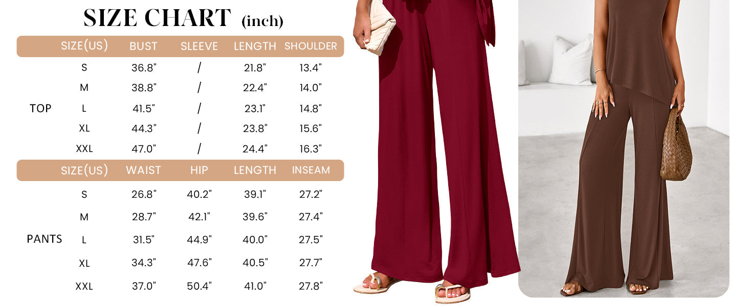 Osonn Women's Two Piece Matching Lounge Sets Asymmetrical Split Tank Tops Wide Leg Pants Summer Outfits Tracksuit