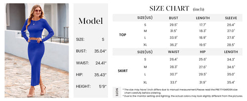 Osonn Women's Spring Fall 2 Piece Sweater Set Rib Knit Long Sleeve Crop Top Maxi Bodycon Skirt Casual Winter Outfits