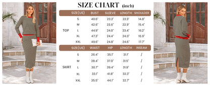 Osonn 2 Piece Skirts Sets For Women Fall Fashion Striped Sweater Dress Knit Lounge Travel Outfits Winter Clothing