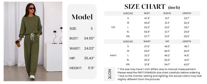 Osonn Womens 2 Piece Sets Long Sleeve Sweatshirt Wide Leg Pants Loose Matching Lounge Set Trendy Fall Outfits