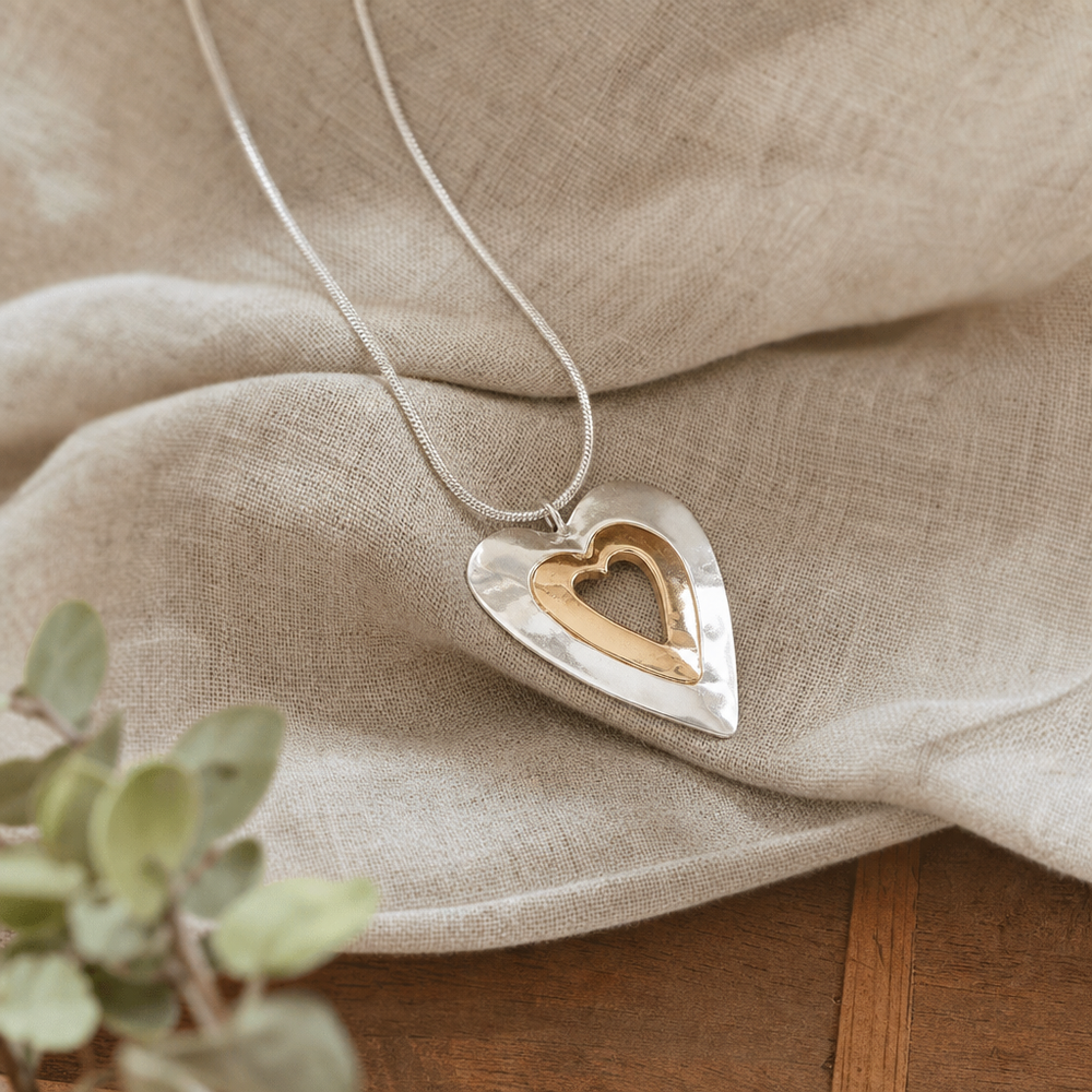 Double Layer Heart Silver Necklace — image 1