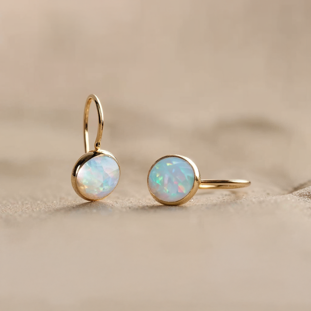 Vintage Opal Gold Earrings — image 1