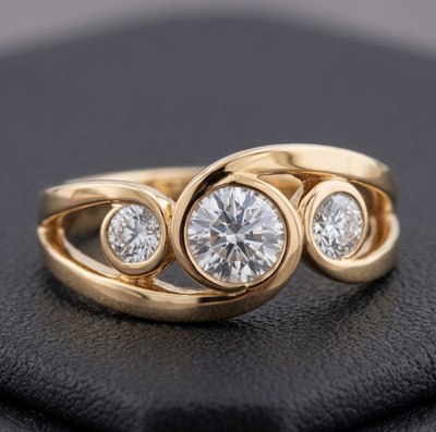 Vintage Gold Spiral Zirconia Ring — image 2