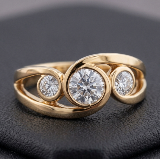 Vintage Gold Spiral Zirconia Ring — image 2