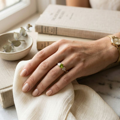 Vintage Olive Zirconia Ring — image 2