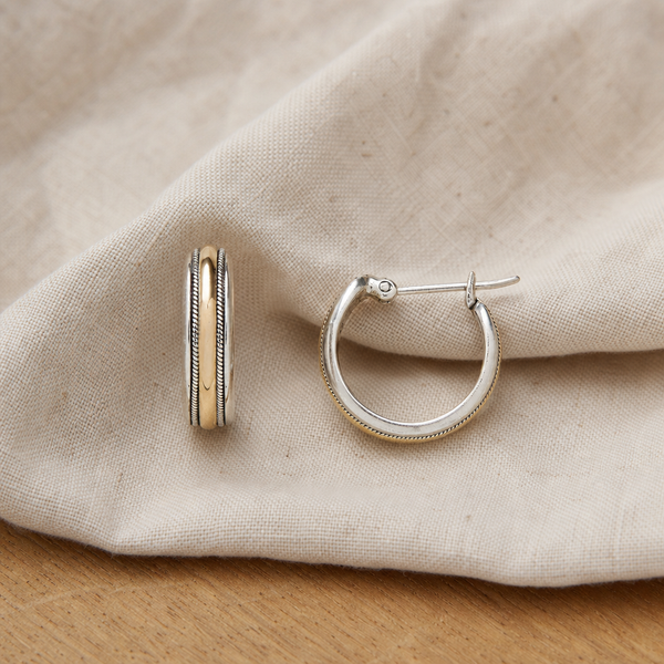 Golden Line Silver Hoop Earrings — image 1