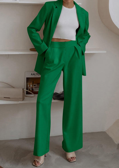Osonn Women's Fall Two Piece Outfits Dressy Blazer Jacket and Wide Leg Pants Pockets Business Casual Office Suit Sets