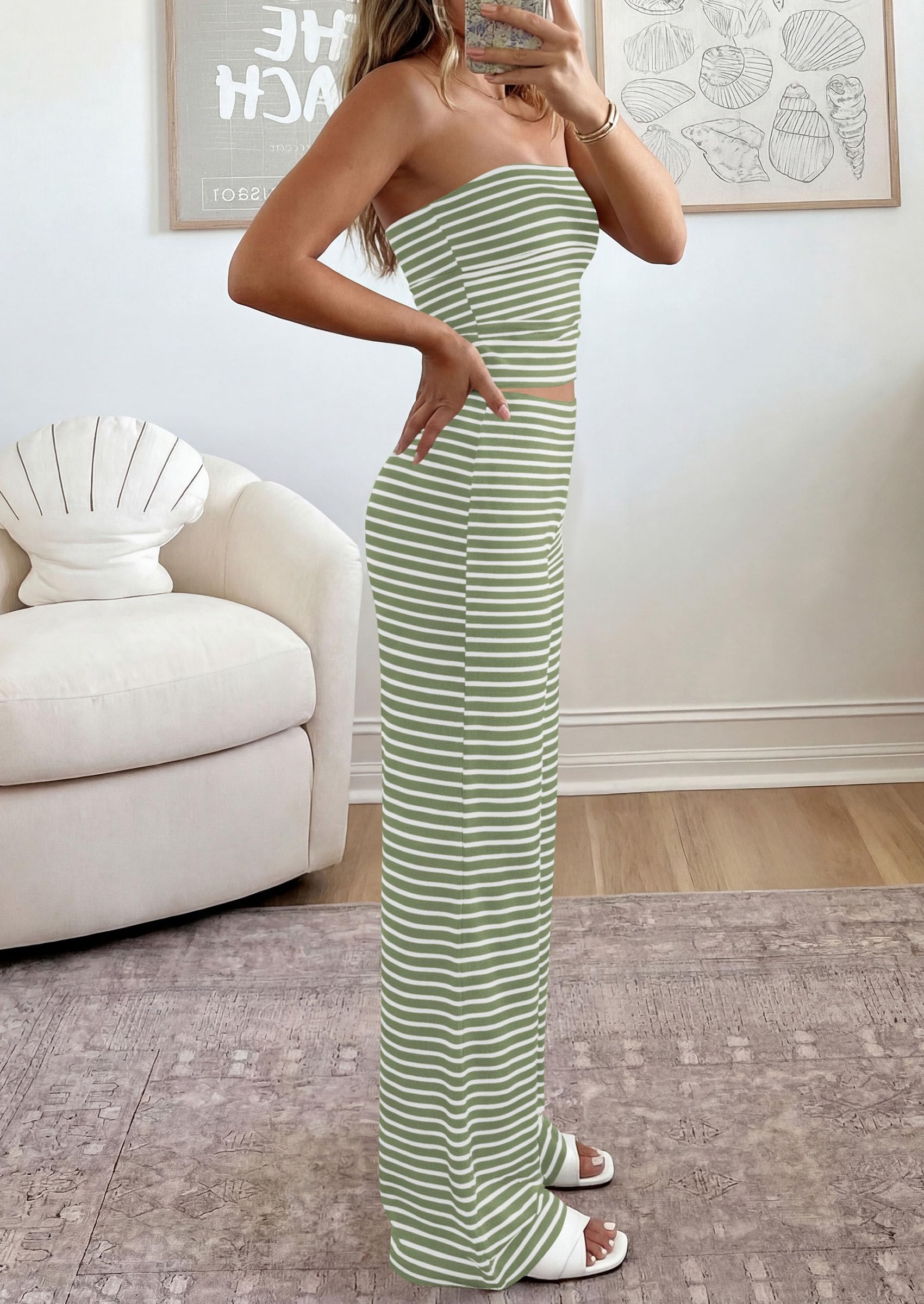Osonn Summer Sets Women 2 Piece Outfits Matching Striped Loungewear Spring Airport Travel Beach Vacation Clothes