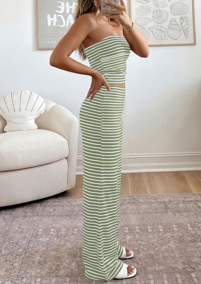 Osonn Summer Sets Women 2 Piece Outfits Matching Striped Loungewear Spring Airport Travel Beach Vacation Clothes