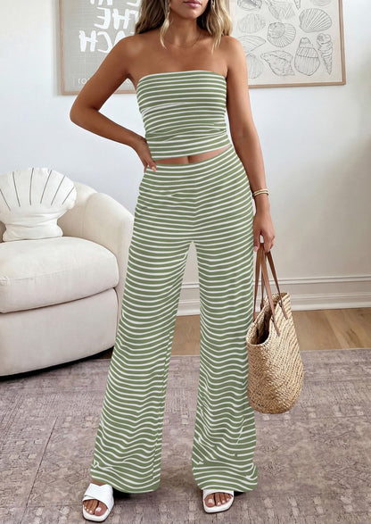 Osonn Summer Sets Women 2 Piece Outfits Matching Striped Loungewear Spring Airport Travel Beach Vacation Clothes