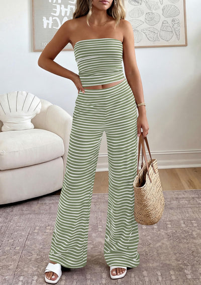 Osonn Summer Sets Women 2 Piece Outfits Matching Striped Loungewear Spring Airport Travel Beach Vacation Clothes