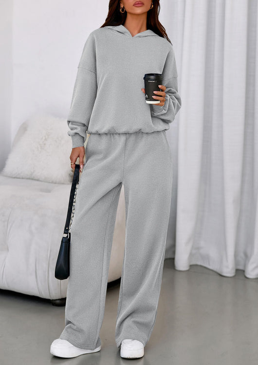 Osonn Womens Sweatsuits 2 Piece Set Casual Winter Long Sleeve Hoodie Loose Wide Leg Sweatpants Fall Tracksuit