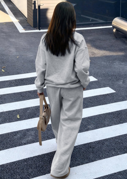 Osonn Casual Winter Two Piece Sets for Women V Neck Sweatshirt Loose Wide Leg Pants Tracksuit Knit Fall Outfits