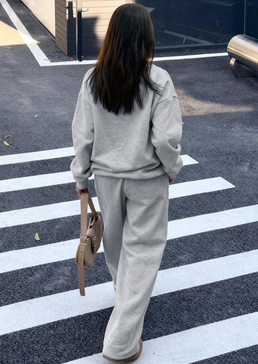 Osonn Casual Winter Two Piece Sets for Women V Neck Sweatshirt Loose Wide Leg Pants Tracksuit Knit Fall Outfits