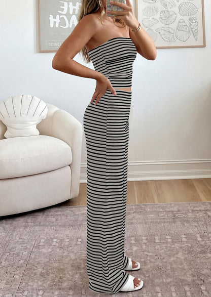 Osonn Summer Sets Women 2 Piece Outfits Matching Striped Loungewear Spring Airport Travel Beach Vacation Clothes