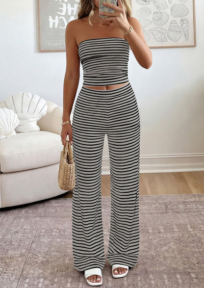 Osonn Summer Sets Women 2 Piece Outfits Matching Striped Loungewear Spring Airport Travel Beach Vacation Clothes