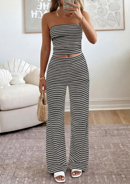 Osonn Summer Sets Women 2 Piece Outfits Matching Striped Loungewear Spring Airport Travel Beach Vacation Clothes