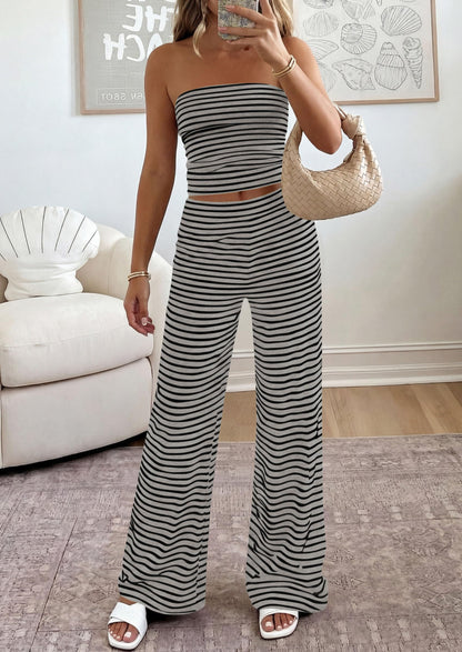 Osonn Summer Sets Women 2 Piece Outfits Matching Striped Loungewear Spring Airport Travel Beach Vacation Clothes
