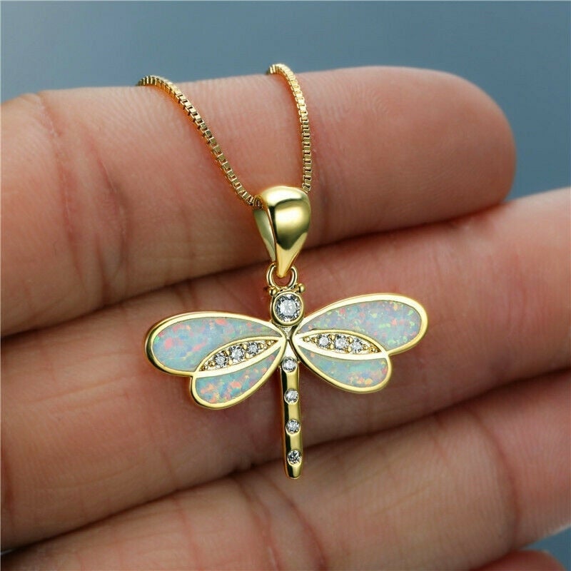 Dragonfly Gold Opal Necklace — image 2