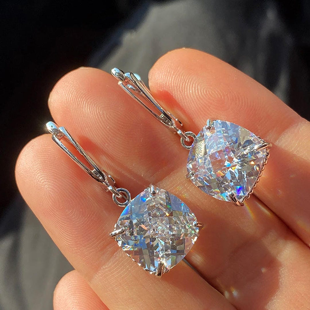 White Gold Zirconia Drop Earrings — image 2