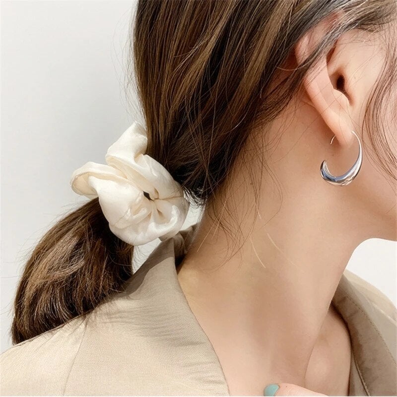 Oval Hoop Gold and Silver Earrings — image 5