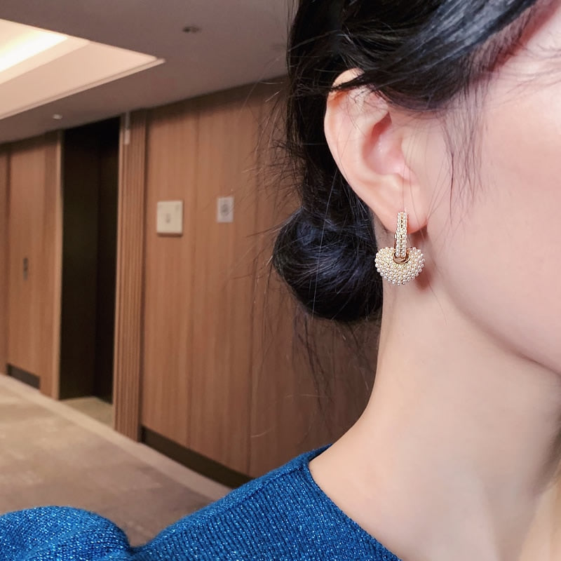 Heart Pearl Drop Earrings — image 2