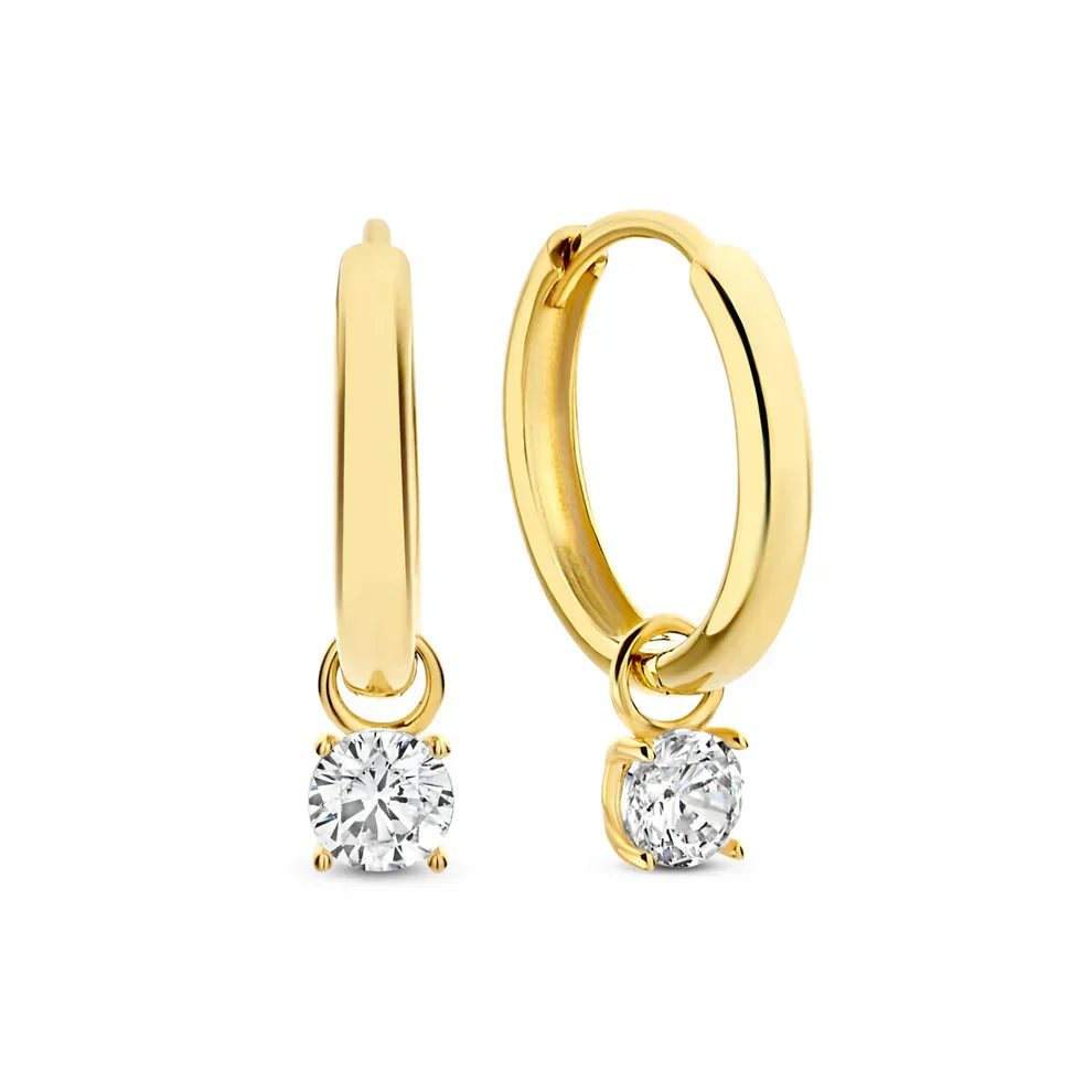 Larmes Gold Stone Hoop Earrings — image 1