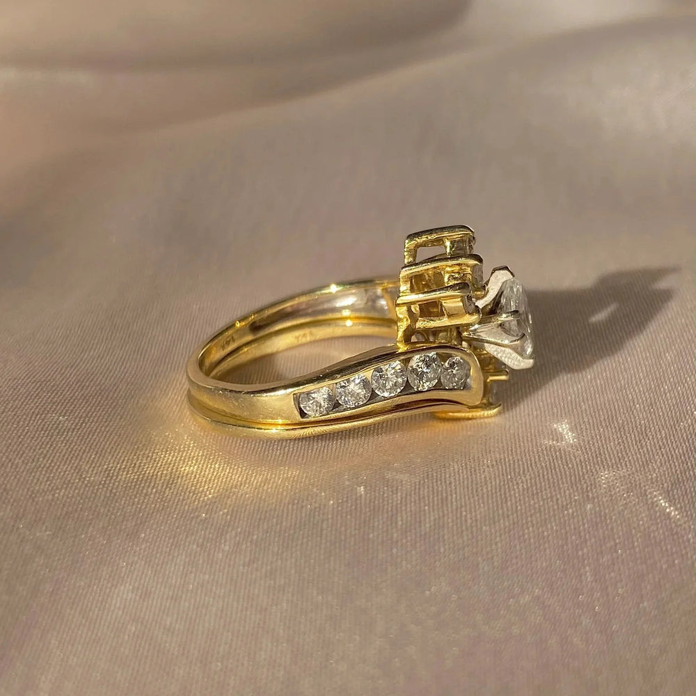 Vintage Gold Inlaid Zirconia Ring — image 3