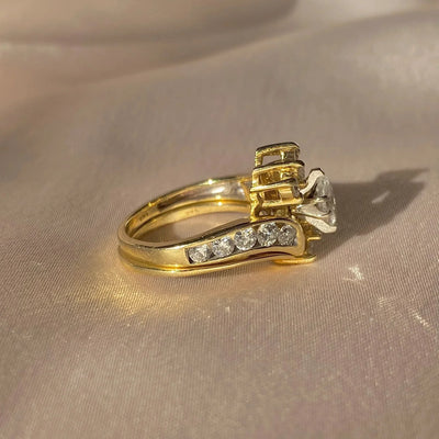 Vintage Gold Inlaid Zirconia Ring — image 3