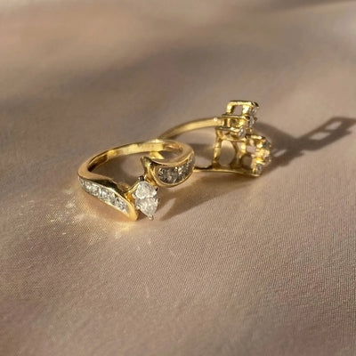 Vintage Gold Inlaid Zirconia Ring — image 2