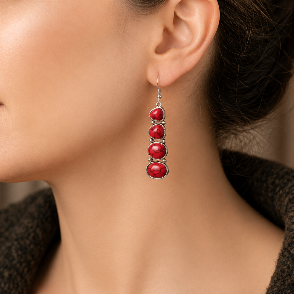 Turquoise Statement Drop Earrings — image 2
