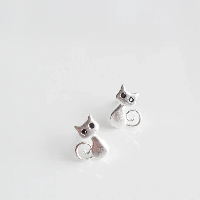 Silver Cat Stud Earrings — image 1
