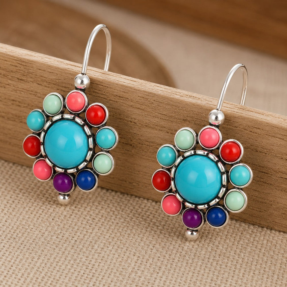 Iris Vintage Turquoise Hoop Earrings — image 2