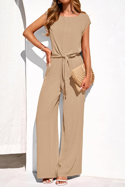 Osonn Women 2 Piece Lounge Sets Casual Summer Outfits Cap Sleeve Strappy Crop Tops Wide Leg Pant Tracksuit