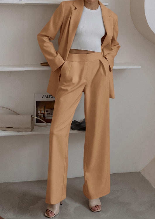 Osonn Women's Fall Two Piece Outfits Dressy Blazer Jacket and Wide Leg Pants Pockets Business Casual Office Suit Sets