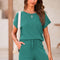 Osonn Two Piece Set for Women Summer Lounge Sets Shorts And Short Sleeve Tops Knitted Matching Travel Spring Outfits