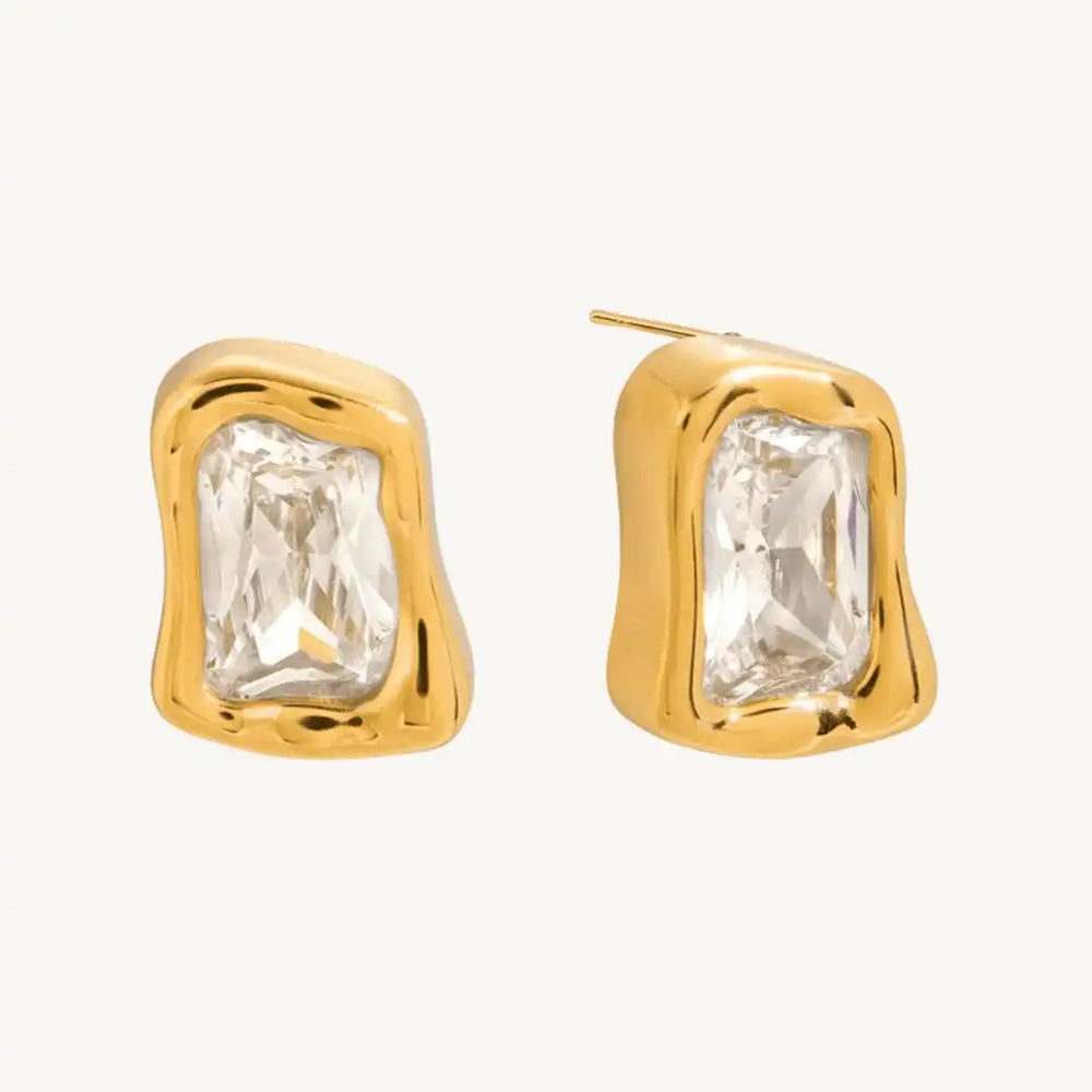 Timeless Gold Zircon Square Earrings — image 3